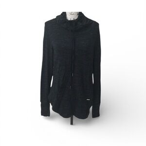 PEACH Women’s FRENCH TERRY Kangaroo pockets Hoodie Black Size Small